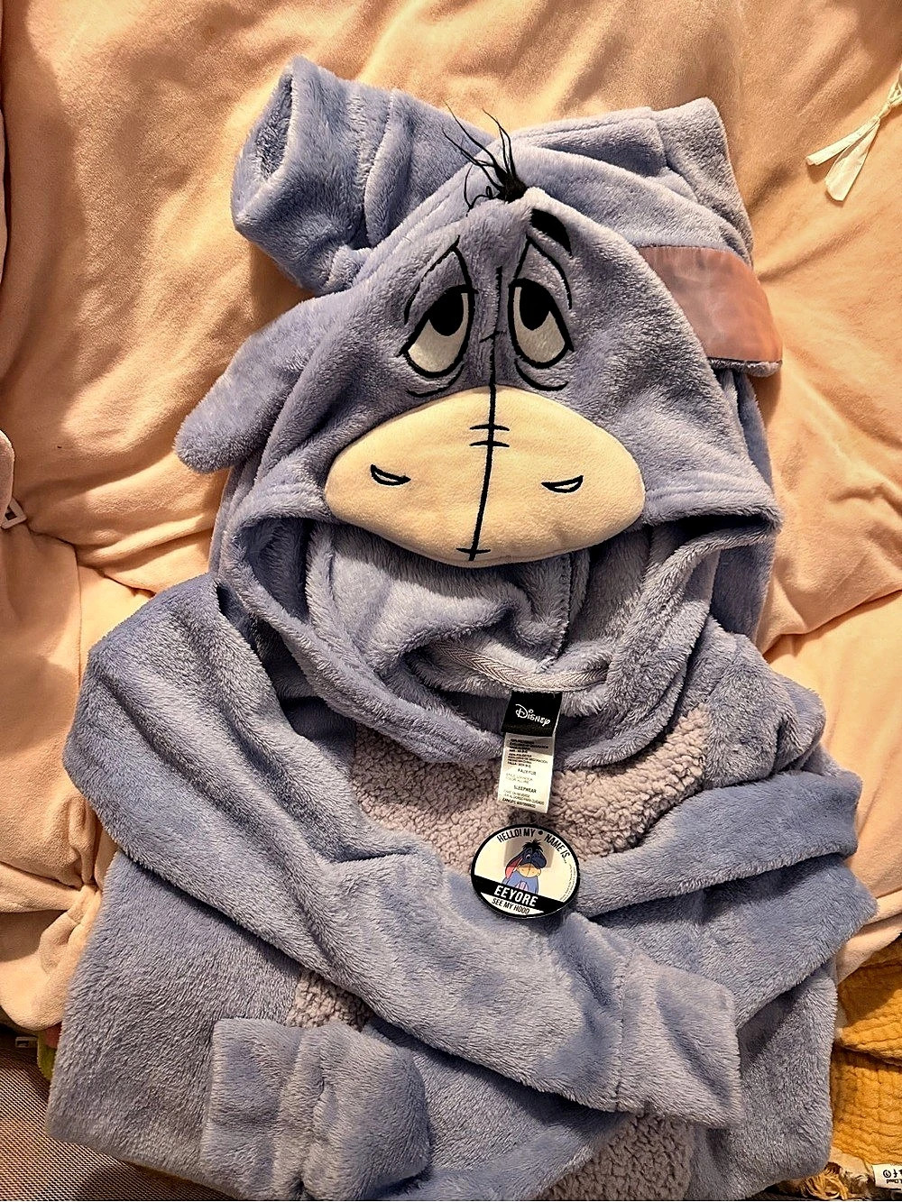 Disney Eeyore Hooded One-Piece Pajamas in Blue & Pink